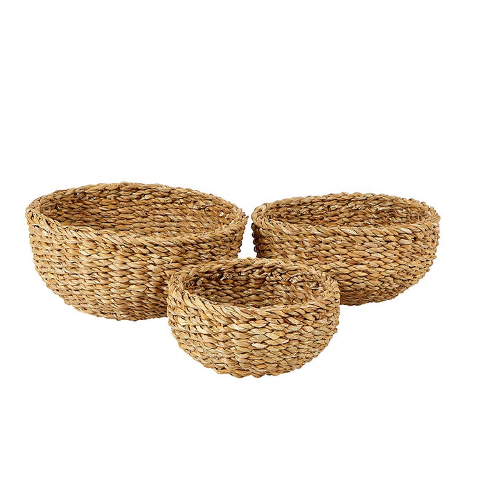 ROUND SEAGRASS BOWLS, SET OF 3