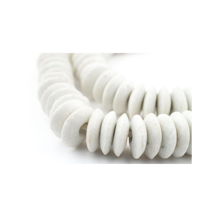 WHITE ASHANTI GLASS BEADS