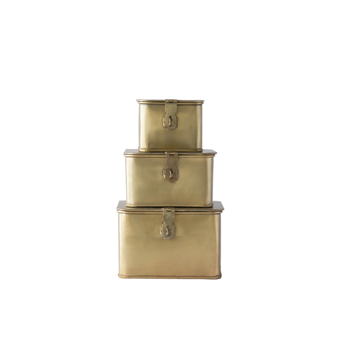 BRASS SQUARE METAL BOX SET