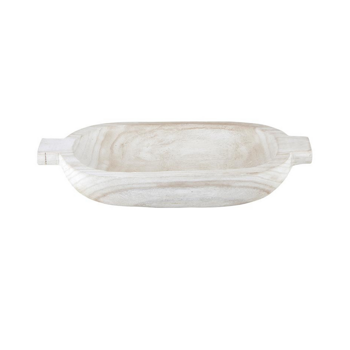 PAULOWNIA DOUBLE HANDLE TRAY, WHITE