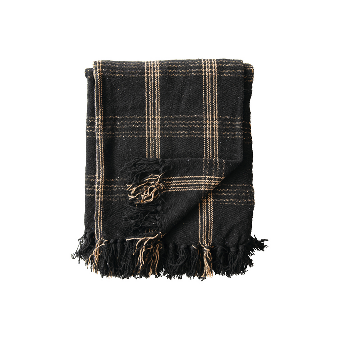 PLAID FRINGED THROW