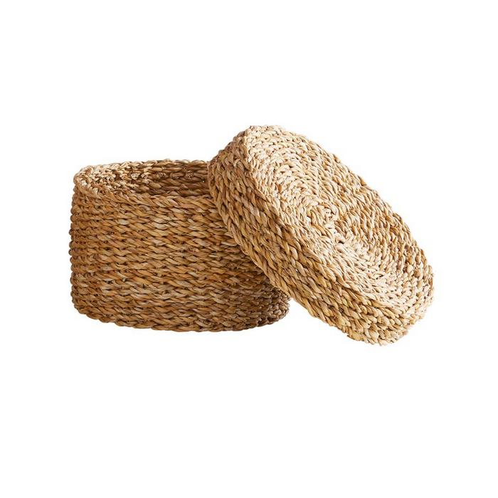 ROUND SEAGRASS BASKETS WITH LID