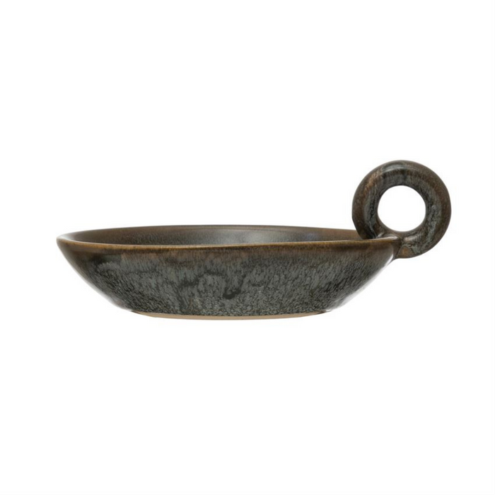 STONEWARE DISH WITH HANDLE