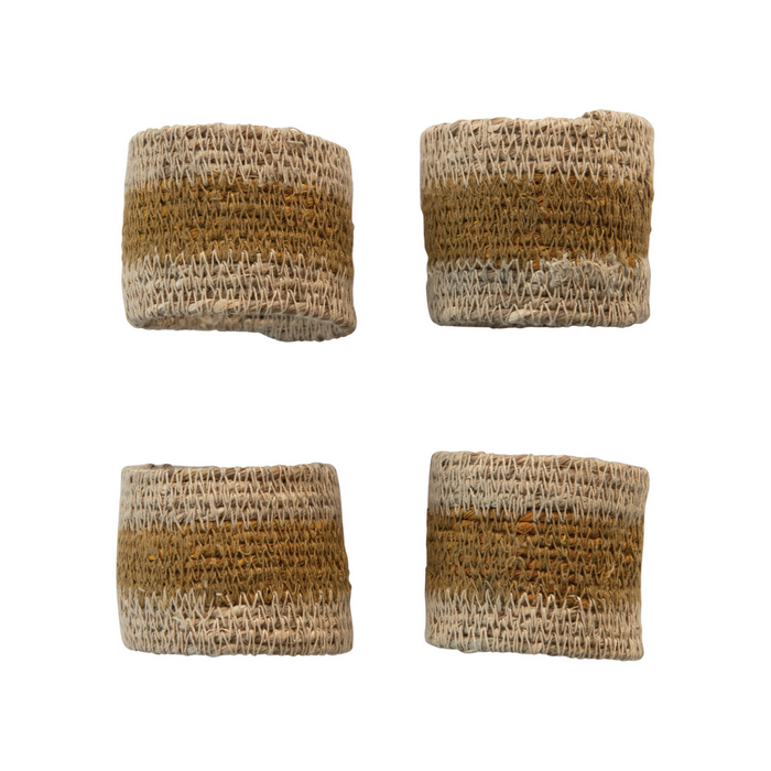 STRIPED SEAGRASS NAPKIN RINGS, SET OF 4