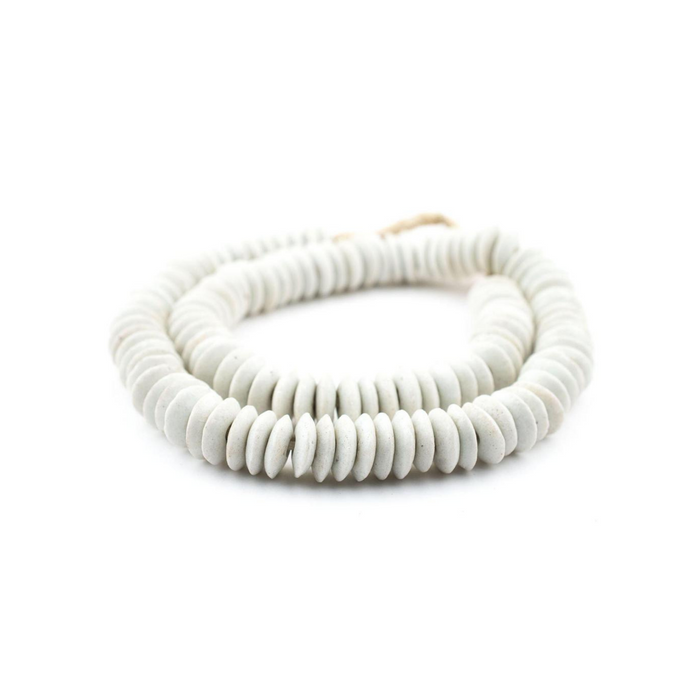 WHITE ASHANTI GLASS BEADS