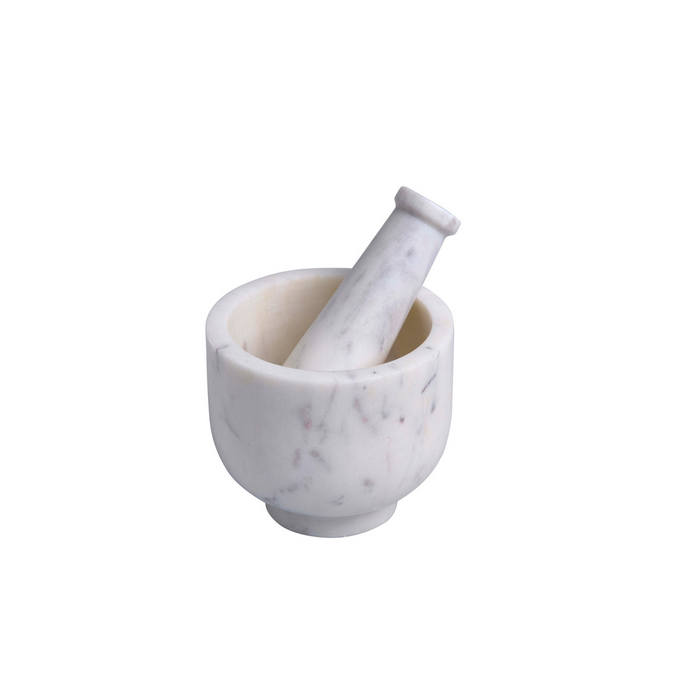 WHITE MARBLE MORTAR & PESTLE