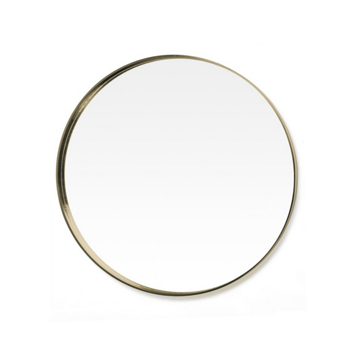 WREN ROUND MIRROR, BRASS